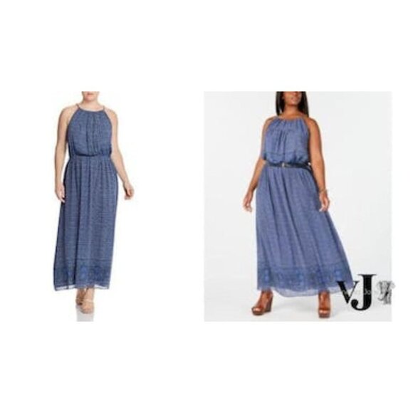 MICHAEL Michael Kors Womens Plus Printed Chain Maxi Dress - Picture 1 of 4